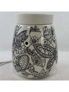 Scentsy Reimagine Electric Wax Warmer DIY Coloring Black White Floral Lighted